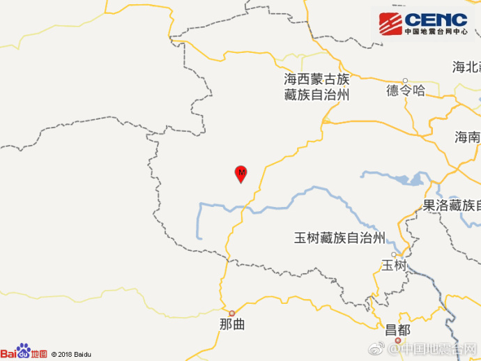 青海玉树州治多县发生5.1级地震 震源深度10千米