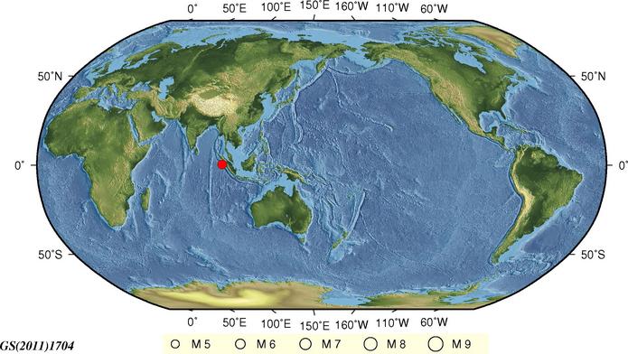 11月30日4時(shí)21分印尼蘇門(mén)答臘島北部發(fā)生5.7級(jí)地震