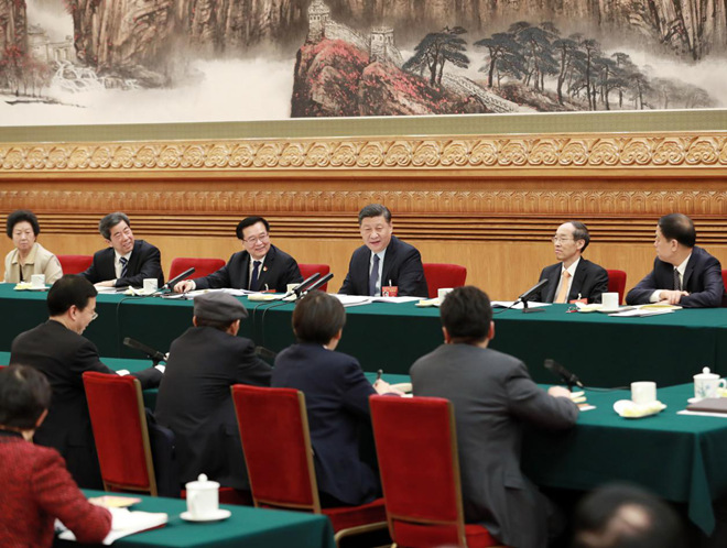 2019年3月8日，習近平參加十三屆全國人大二次會議河南代表團的審議。