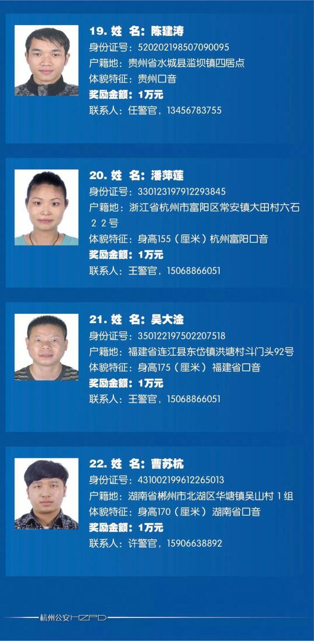杭州通緝22名涉黑涉惡在逃人員 單人最高懸賞30萬(wàn)
