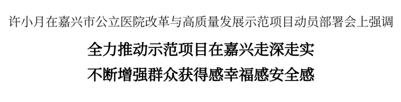 嘉兴市公立医院改革与高质量发展示范项目动员部署会召开