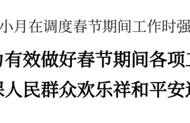 许小月在调度春节期间工作时强调：有力有效做好春节期间各项工作，确保人民群众欢乐祥和平安过节