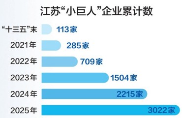 江蘇國家級(jí)專精特新“小巨人”企業(yè)增至3022家